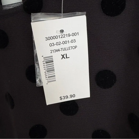 Sheer Polka Dot Mesh Blouse - Flocked Dots - NWT - Size XL - Picture 6 of 6